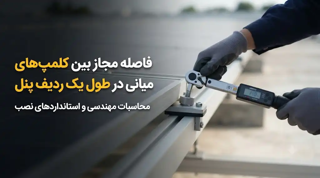 فاصله مجاز بین کلمپ‌های میانی در طول یک ردیف پنل